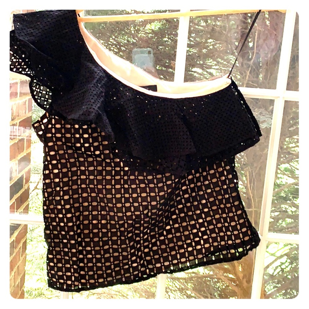 One shoulder crochet top